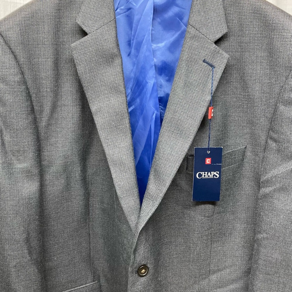 COPY - Chaps Sport Coat 48R Navy & Grey Nailshead Pattern